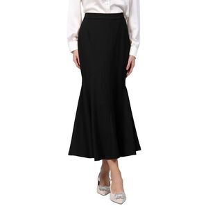 Women High Waist Office Work Fishtail Mermaid Long Skirt Black